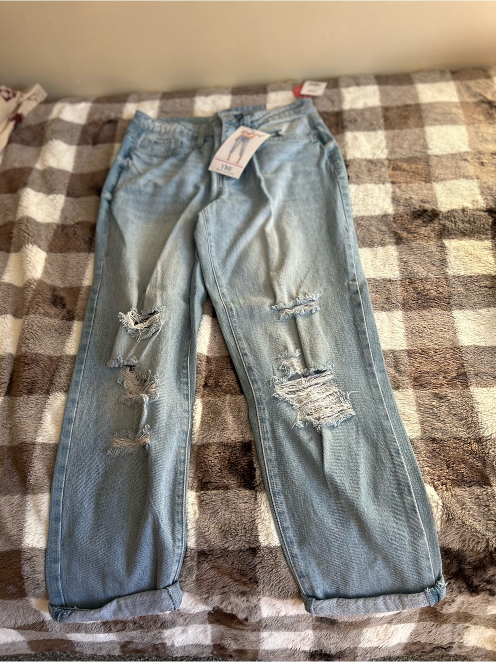 YMI Light Wash Ripped Boyfriend Jeans